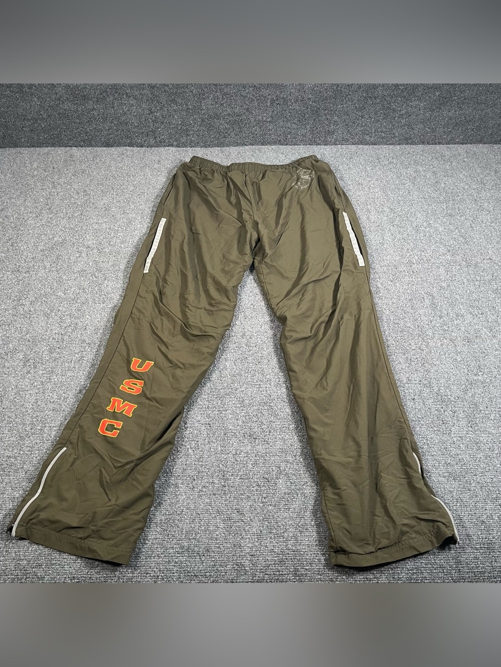 USMC Running Pants Men's Medium Olive Green Nylon Track PT Reflective Lined EGA